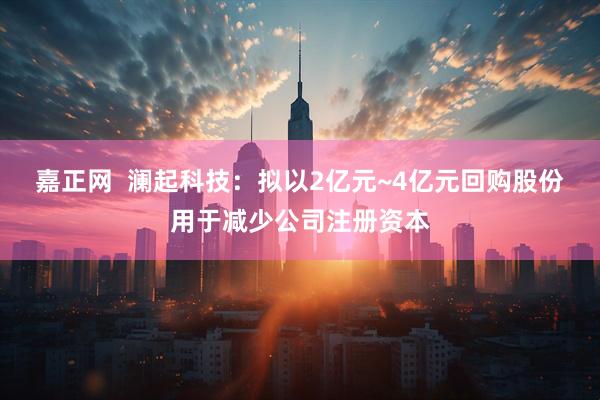 嘉正网  澜起科技：拟以2亿元~4亿元回购股份用于减少公司注册资本