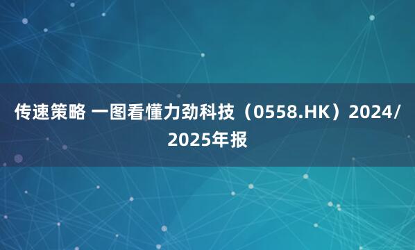 传速策略 一图看懂力劲科技（0558.HK）2024/2025年报