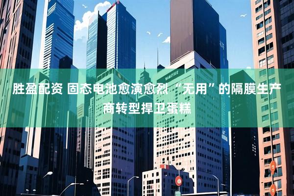 胜盈配资 固态电池愈演愈烈 “无用”的隔膜生产商转型捍卫蛋糕